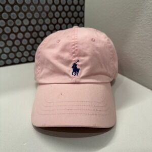 Polo Ralph Lauren Hat Cap Strap Back Pink Embroidered Pony Mens Leather Adult